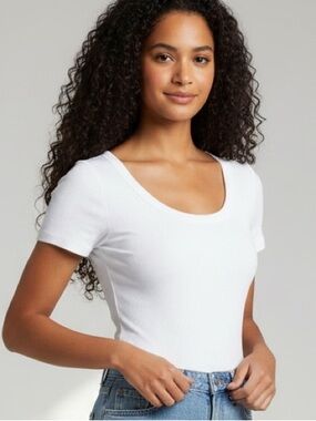 SO Classic White Ribbed Short-Sleeve Bodysuit